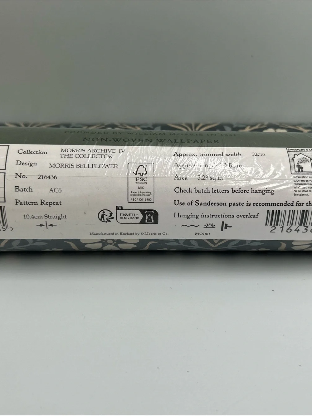 Arts & Crafts William Morris Bellflower Wallpaper (2 rolls) Regular price 600.0
